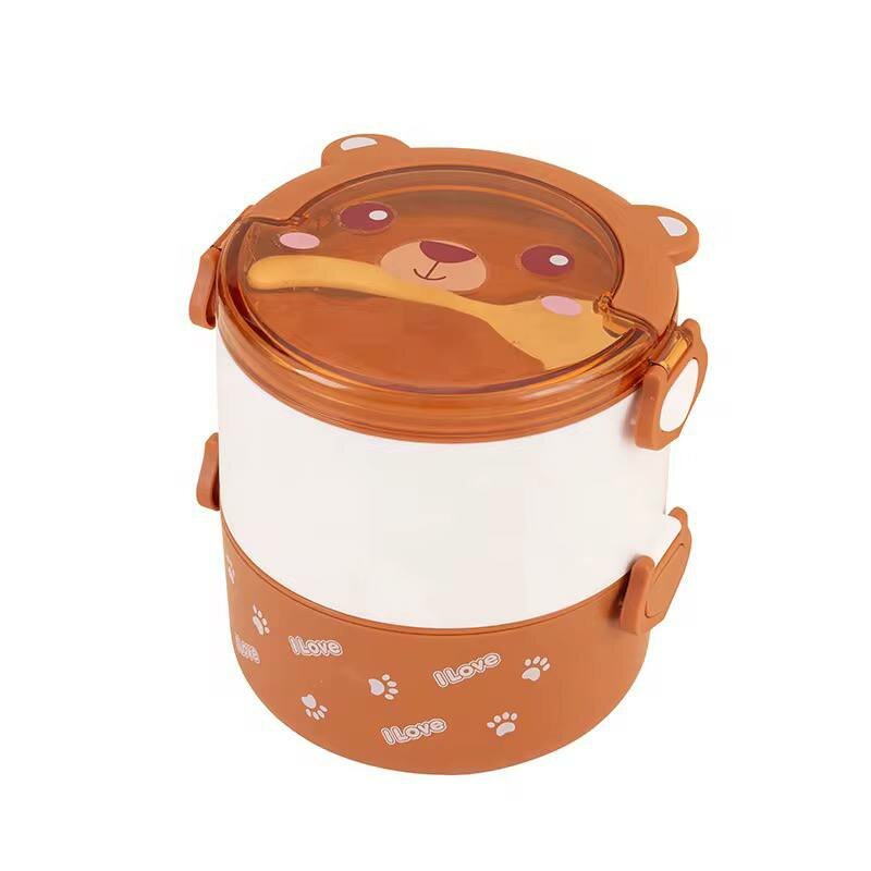 Детский многоуровневый ланч-бокс в виде зверят с надёжными защёлками и ярким дизайном