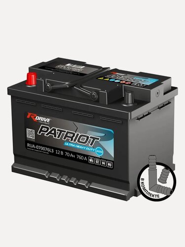 Изображение товара Аккумулятор RDRIVE PATRIOT AGM 70L 12V 70Ач прям. пол.