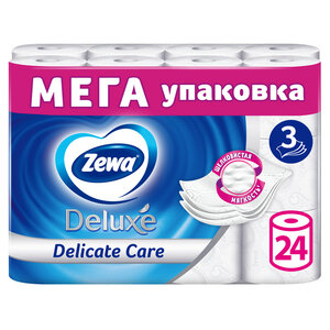 Туалетная бумага Zewa Deluxe Без аромата, 3 слоя, 24 рулона