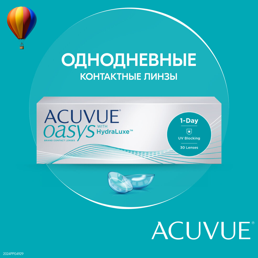 Контактные линзы ACUVUE OASYS 1-Day with HydraLuxe, 30 шт., R 8,5, D -2