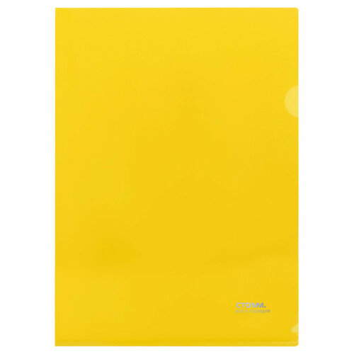 Папка-уголок СТАММ А4, 180мкм, пластик, непрозрачная, желтая, 40 штук, 356778
