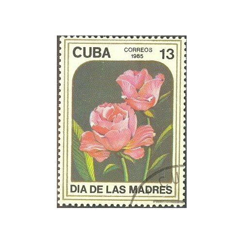(1985-039) Сцепка (2 м) Куба Роза розовая Цветы III Θ 1985 041 сцепка 2 м куба тюльпан цветы iii θ
