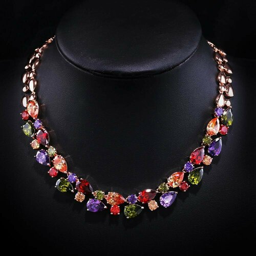 фото Колье "лето" 40-50 см. праздничное ожерелье с крупными кристаллами\ камнями. rigant