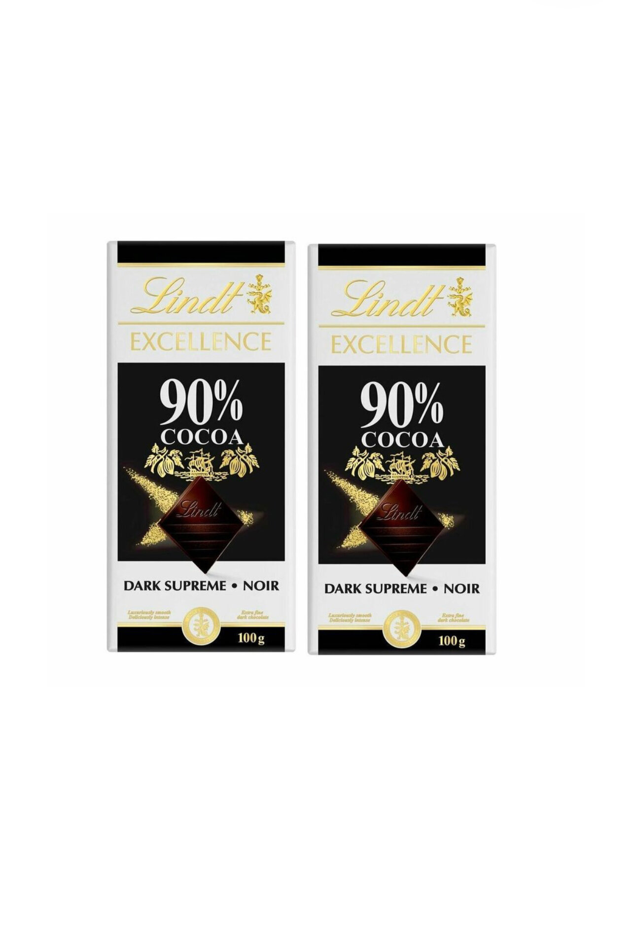 Шоколад горький Lindt Excellence 90% COCOA NOIR DARK 2 шт х 100 гр (Франция)