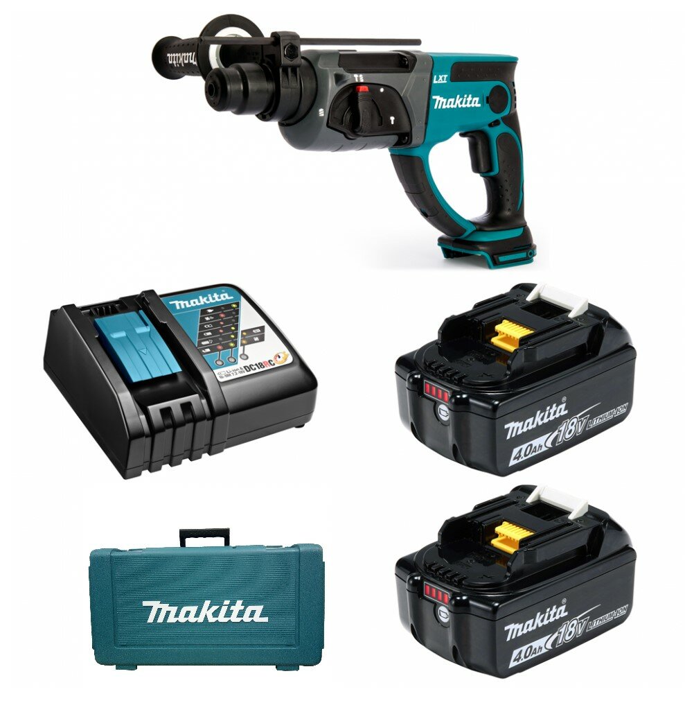 Аккумуляторный перфоратор 3-х режимный SDS+ Makita DHR202RME (18V 2x4Ah Li-Ion)