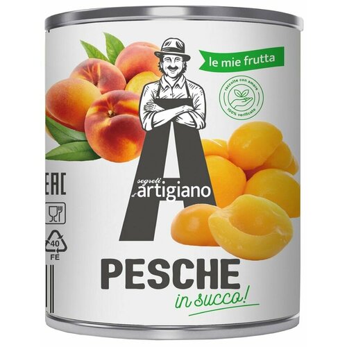 Персики Segreti dArtigiano половинки в сиропе 820г х1шт