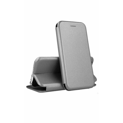 Чехол-книжка для Samsung Galaxy A02 Самсунг А02 серый противоударный откидной с подставкой, кейс с магнитом, защитой экрана и отделением для карт