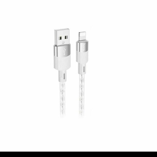 Кабель USB Lightning Hoco X99 (2.4А/прозрачный силикон/термостойкий) <серый> кабель usb hoco x2 knitted usb lightning 2 4а 1 м тусклый