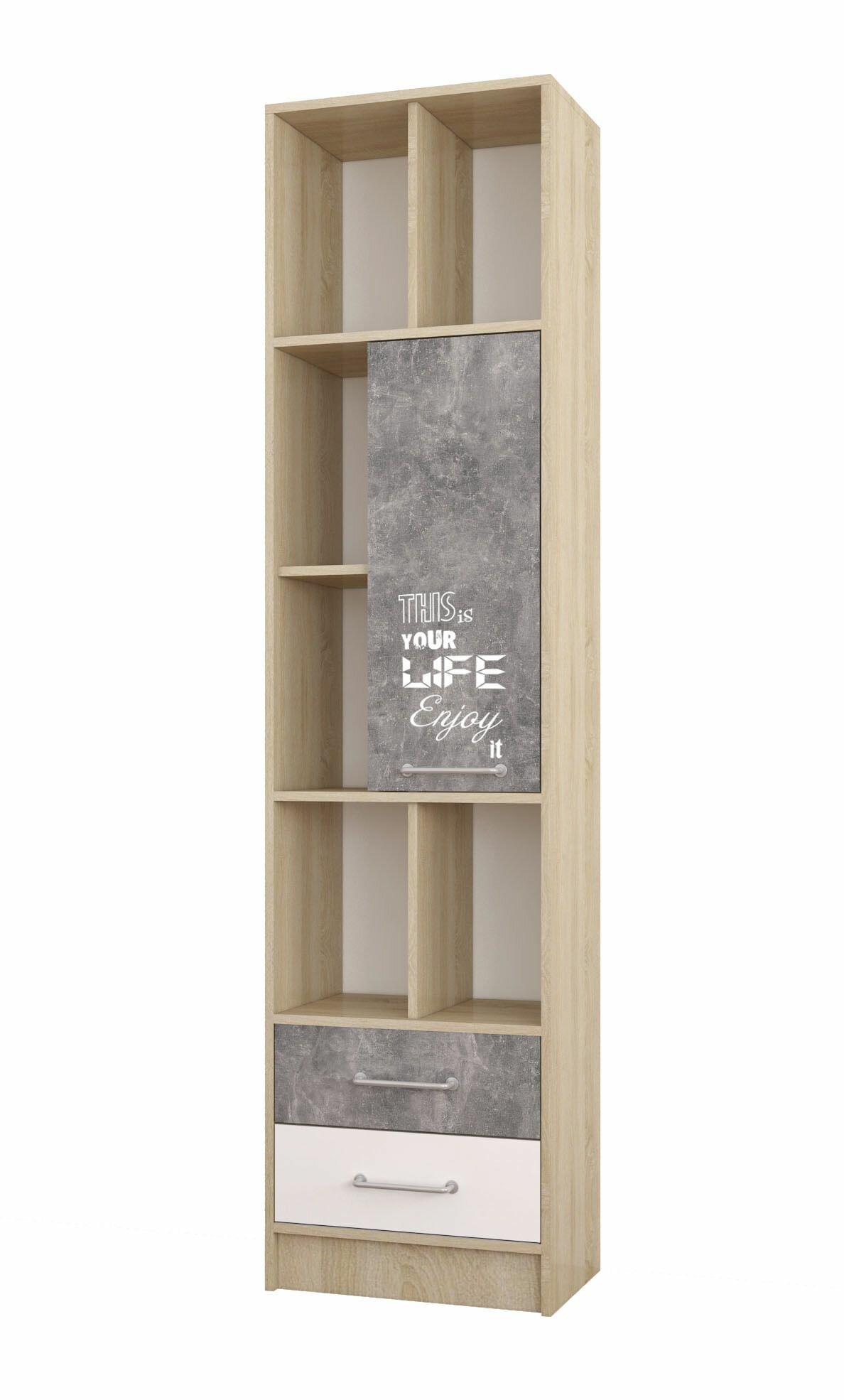 фото Пенал Ника Лофт Детская Колибри Дуб сонома/ателье светлое, акрил белый