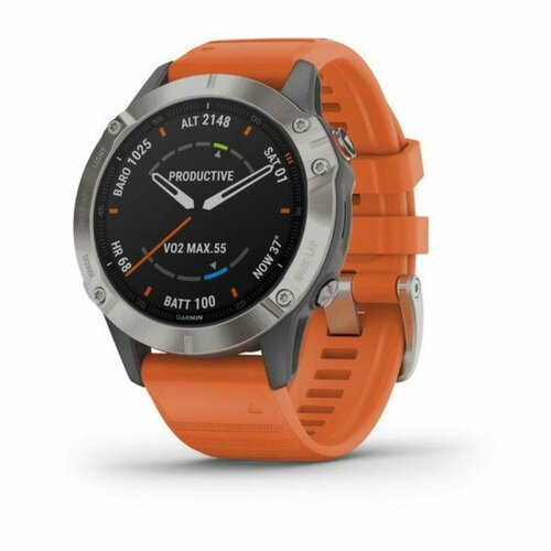 Fenix 6 Sapphire Titanium Gray Silver with Orange Band 7935000₽