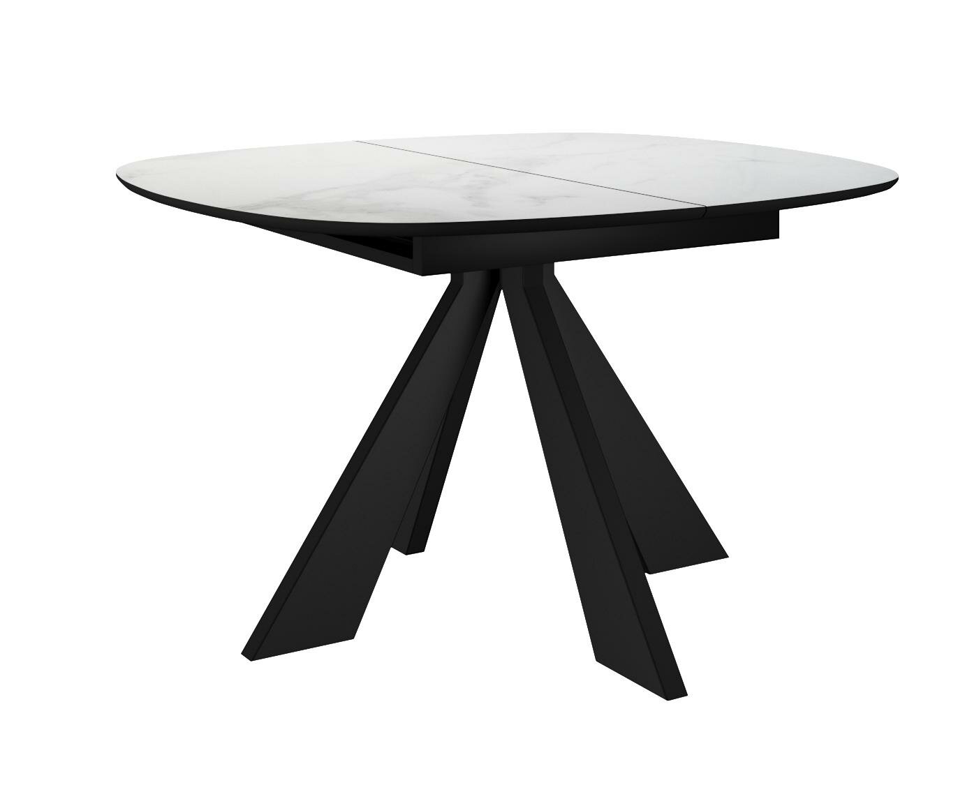 фото Стол DikLine SKK110 Керамика Белый мрамор/подстолье черное/опоры черные (2 уп.)
