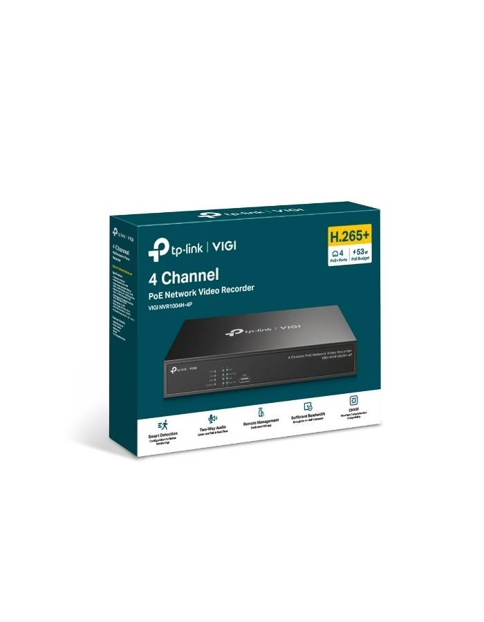 Видеорегистратор TP-LINK VIGI NVR1004H-4P 4-канальный сетевой видеорегистратор PoE — фото 4