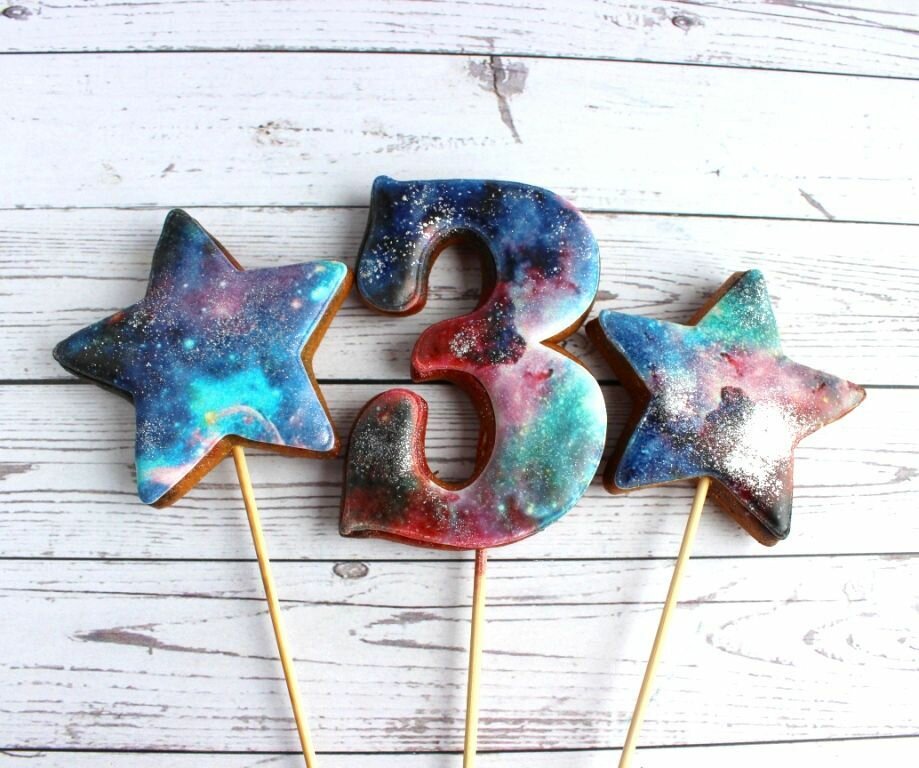 фото Цифра 3 космос, набор. Пряники имбирные марки "Кузовок радости"