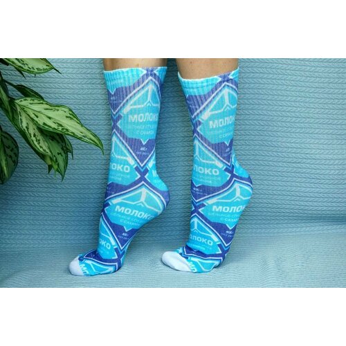 фото Носки , размер 36/41, синий, белый хлопковые cotton print