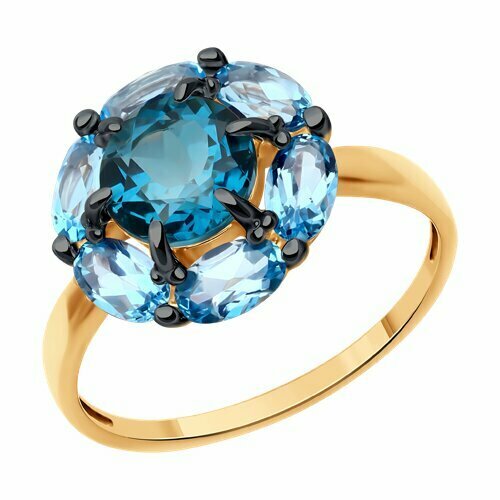 фото Кольцо diamant online, золото, 585 проба, топаз, размер 17, голубой