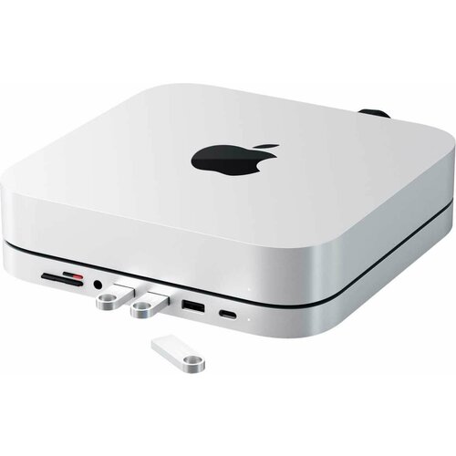USB док станция с подставкой Satechi Mac Mini Stand & Hub для Mac Mini.