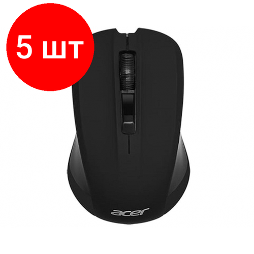 Комплект 5 штук, Мышь компьютерная Acer OMR010, черный беспроводная мышь acer omr010 черный