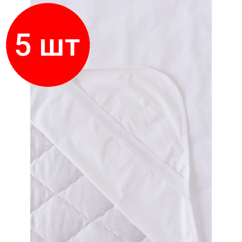 Комплект 5 штук Наматрасник 90х200 махра водонепроницаемый с резинкой по углам белый 14981₽