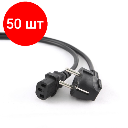 Комплект 50 штук, Кабель питания Евро 3 pin - C13, 1.8 м, 10А, Wize, CAC10-EU-C13-1.8M кабель питания schuko iec 320 c13 5м wize cac10 eu c13 5m