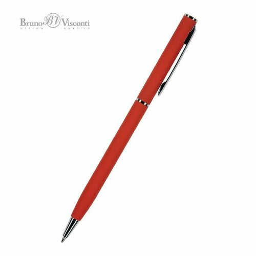 Ручка PALERMO В металлическом футляре 0,7 ММ, синяя (красный корпус, футляр черный)