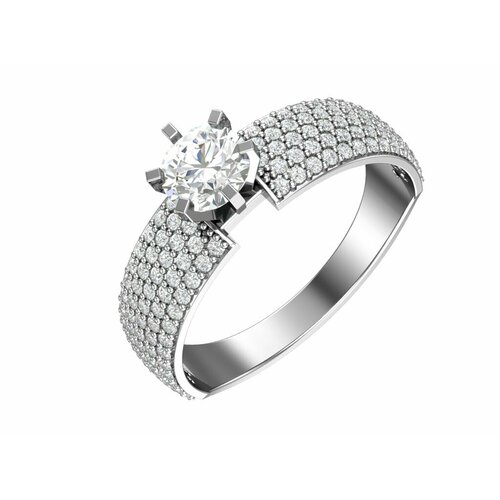 Кольцо Яхонт, серебро, 925 проба, фианит, размер 18, бесцветный кольцо diamant серебро 925 проба фианит размер 18 белый