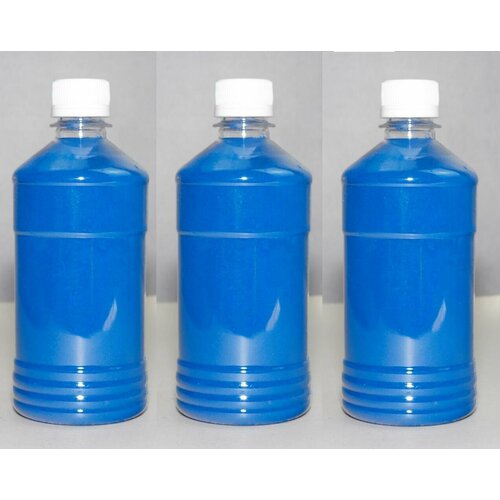 Синий кварцевый песок 2400г (3шт по 800г) для творчества, декора, рисования и светового стола, флорариума(фр. 0,1-0,3)