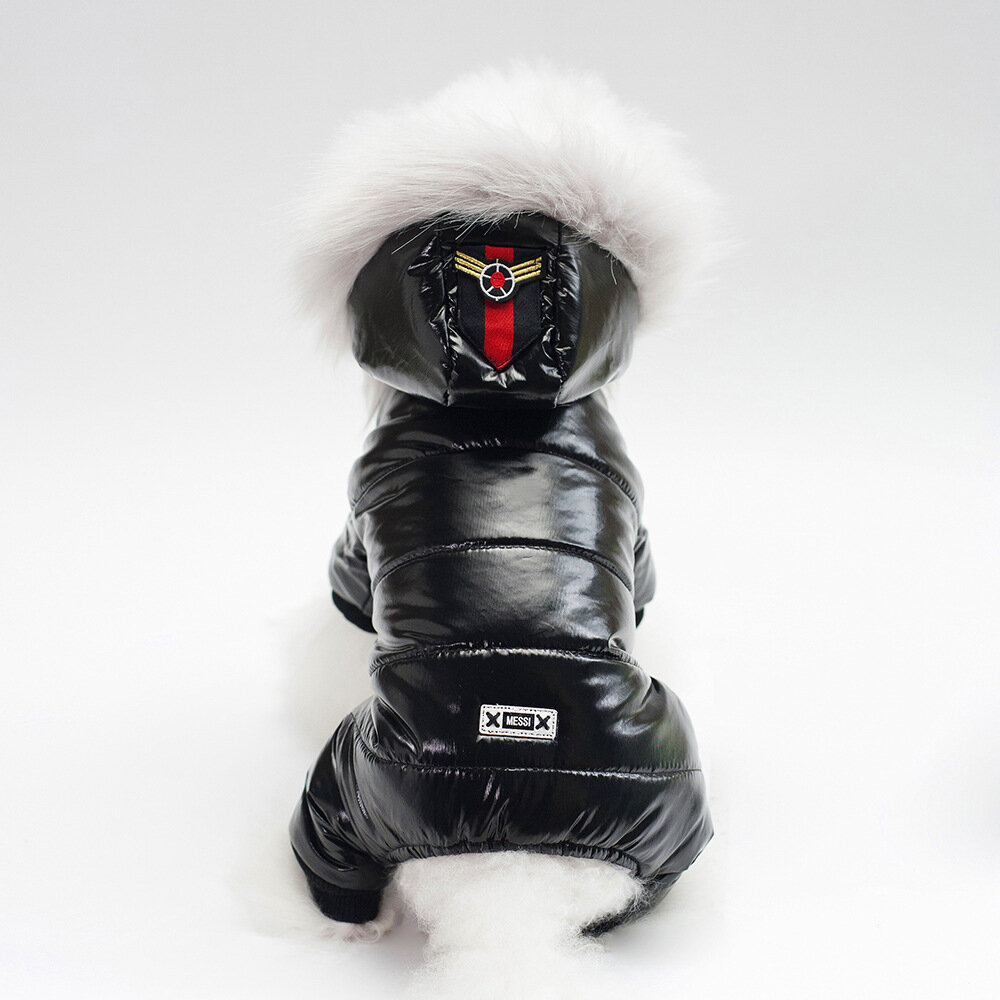 Одежда для собак, зимний теплый комбинезон для собак мелких и средних пород, черный, XS, ОШ 20, ОГ 29, ДС 20