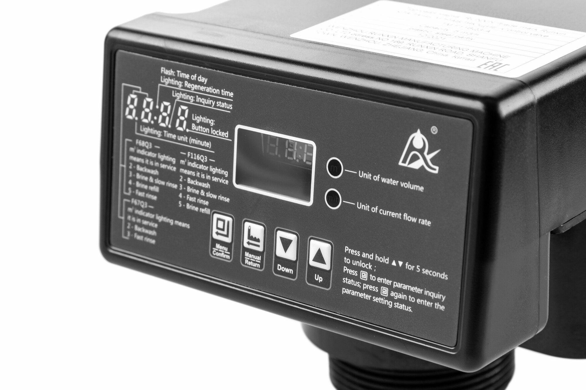 Блок управления RUNXIN F116Q3, предназначен для засыпных фильтров и умягчителей воды, 36560 — фото 1