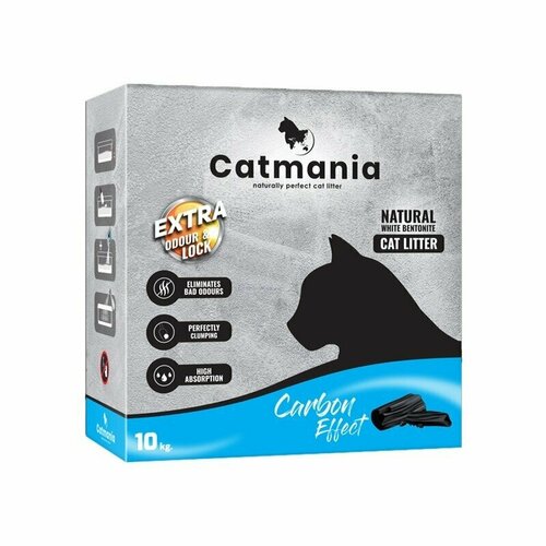 Наполнитель Catmania Carbon Effect комкующийся для кошачьего туалета с добавлением активированного угля,10 кг в коробке catmania unscented наполнитель для кошачьего туалета без аромата 5 л