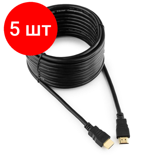 Комплект 5 штук, Кабель HDMI - HDMI, М/М, 7.5 м, v2.0, поз. р, экр, Cablexpert, CC-HDMI4-7.5M комплект 5 штук кабель hdmi dvi м 19м 1 8 м поз р экр cablexpert чер cc hdmi dvi 6