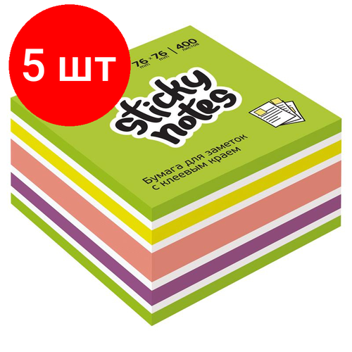 Комплект 5 штук, Стикеры Attache Selection куб 76х76, фреш 400 л стикеры attache selection куб 76х76 фреш 400 л