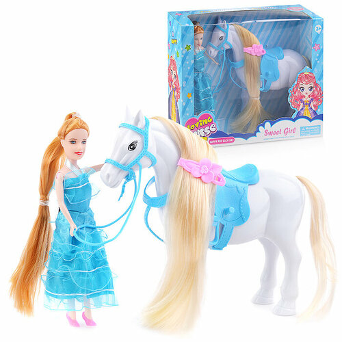 кукла 686 839 с лошадкой и аксесс Кукла 686-742 Каролина с лошадкой, в коробке