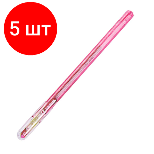 pentel ручка гелевая hybrid dual metallic 1 0 мм k110 k110 dcx 1 шт Комплект 5 штук, Ручка гелевая Pentel Hybrid Dual Metallic 1мм хамел роз+зелен&зол K110-DMPX