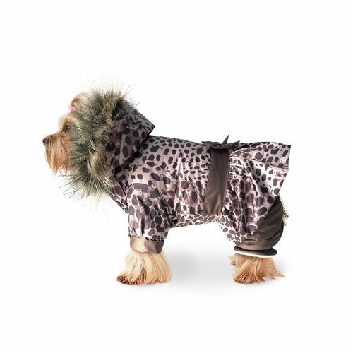Зимний комбинезон кокетка леопард коричневый Р-р : S теплая одежда для собак одежда для французского бульдога мопса чихуахуа йоркширской шерсти зимнее пальто для щенка куртка для собак од