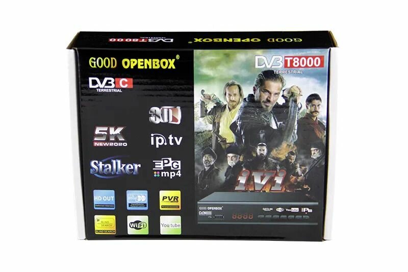 Цифровой ресивер / OPENBOX DVB-T8000 / Эфирная DVB-T2/C ТВ приставка / Бесплатное ТВ / TV Тюнер / Медиаплеер