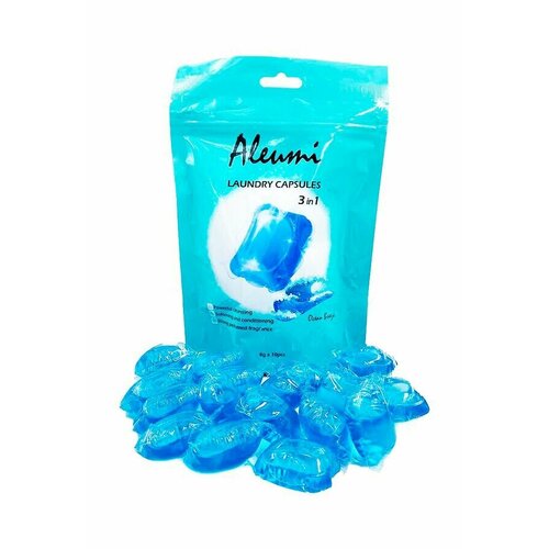 ALEUMI Капсулы для стирки 3в1, 1 камера 8гр Морской бриз 10шт/пакет