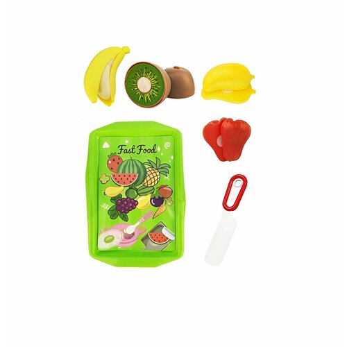Детский игровой набор Овощи фрукты и ягоды FastFood / на липучке / с ножиком и доской игровой набор фрукты и овощи на липучке с доской и ножом 10 предметов