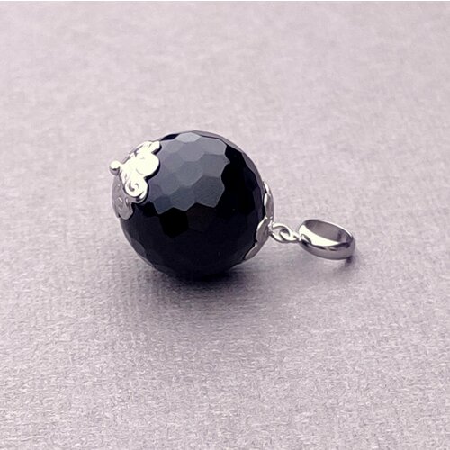 фото Подвеска, халцедон, серебряный, черный нет бренда