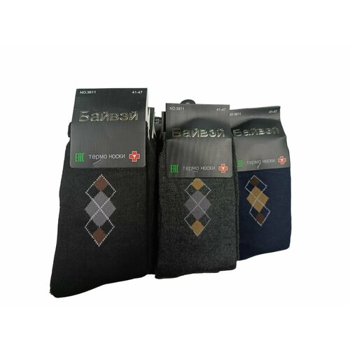 фото Носки байвэй, размер 42-48, синий, серый, черный