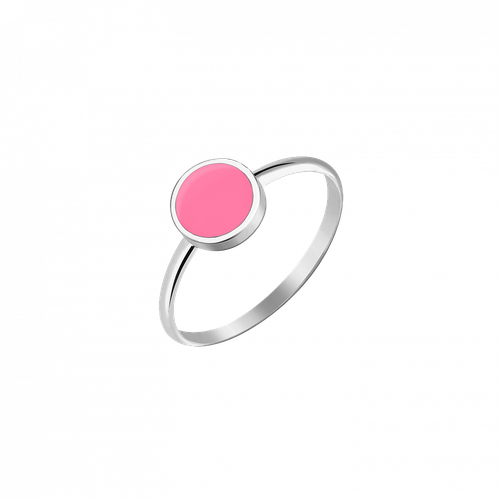 Кольцо Velichenko, серебро, 925 проба, родирование, эмаль, размер 18, розовый