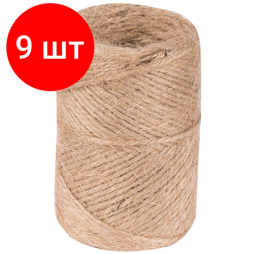 Комплект 9 шт Шнур джутовый OfficeSpace полированный 1200текс 100м сменный блок 1458₽