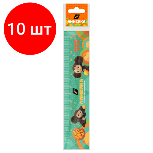 Комплект 10 шт Линейка 15см Мульти-Пульти Чебурашка с принтом европодвес 697₽