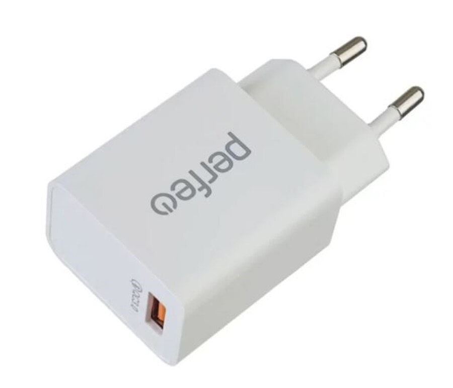 ЗУ сетевое Perfeo с разъемом USB, QC 3.0, белый (I4615)