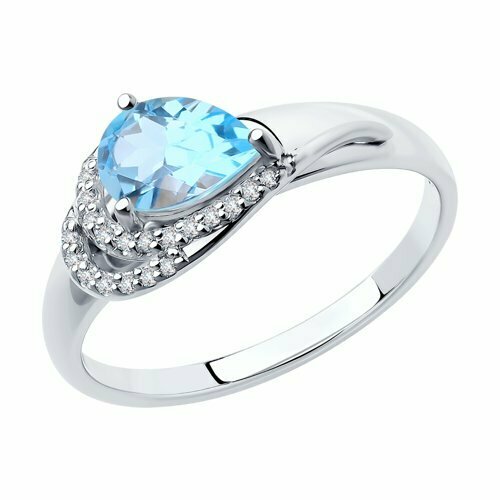 Кольцо Diamant, серебро, 925 проба, топаз, размер 18.5, белый кольцо diamant из серебра с аметистом и фианитами 94 310 00548 3 размер 18 5