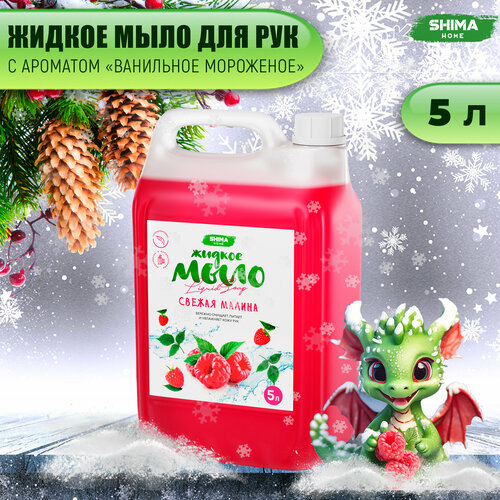 Жидкое мыло для мытья рук SHIMA LIQUID SOAP Свежая малина 5 литров 