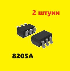 8205A микросхема (2 шт.) ЧИП SOT23-6 SMD аналоги, схема, характеристики 2N-MOSFET цоколевка SOT-23-6 элемент, datasheet 8205А