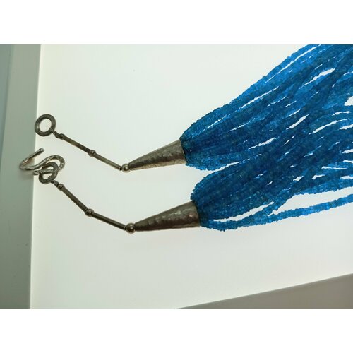 Колье Берег солнца Густой голубой, апатит, длина 49 см, голубой, золотой колье дизайнерское ручной работы
