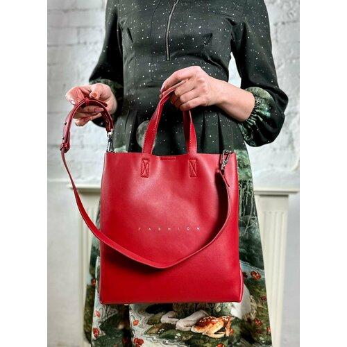 Сумка шоппер Polina & Eiterou PE 994 Deep Red, фактура гладкая, красный сумка шоппер два ремешка polina