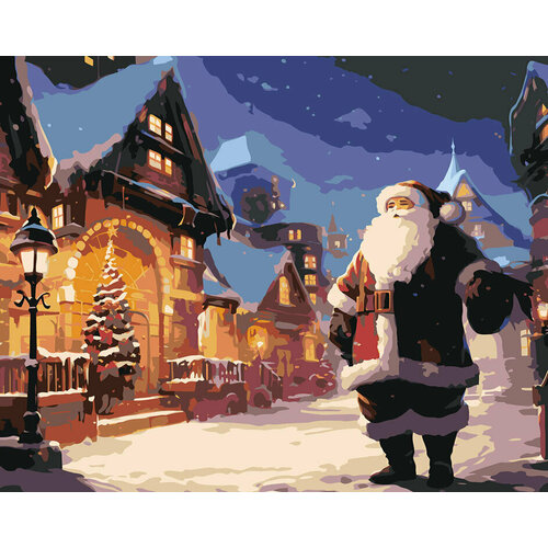 Картина по номерам Дед Мороз в зимнем городке 3 40x50 картина по номерам дед мороз и олени в лесу 40x50