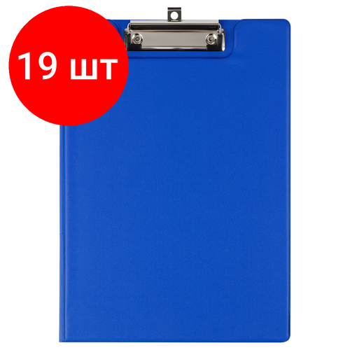 Комплект 19 шт, Папка-планшет с зажимом OfficeSpace А4, ПВХ, синий папка планшет с крышкой officespace а4 до 50 листов картон пвх с зажимом синий ппсз 68977